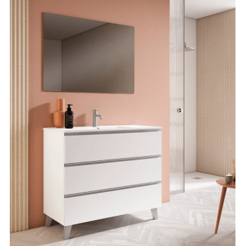 Mueble de baño de suelo de 60 cm con lavabo integrado color musgo Modelo  Granada