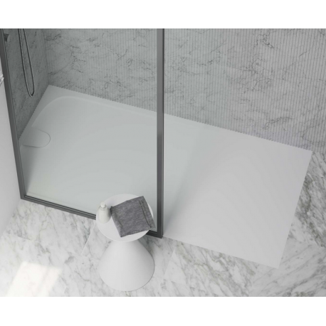 Plato de ducha de cerámica blanca 80x80 con antideslizante integrado