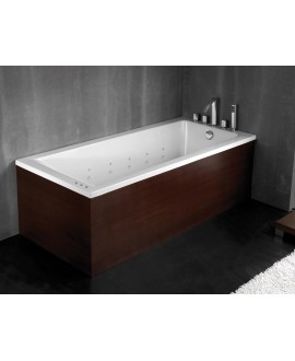 bañera con madera