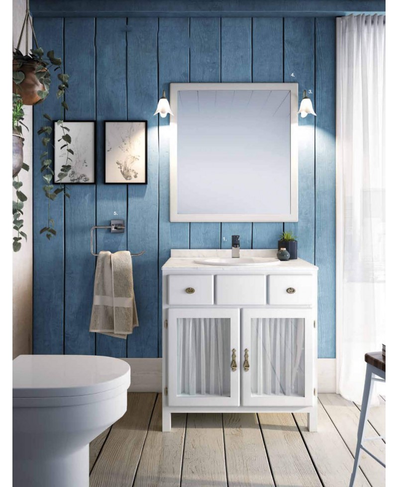Mueble de baño suspendido de 80 cm con lavabo sobre encimera color ceniza  Modelo Granada
